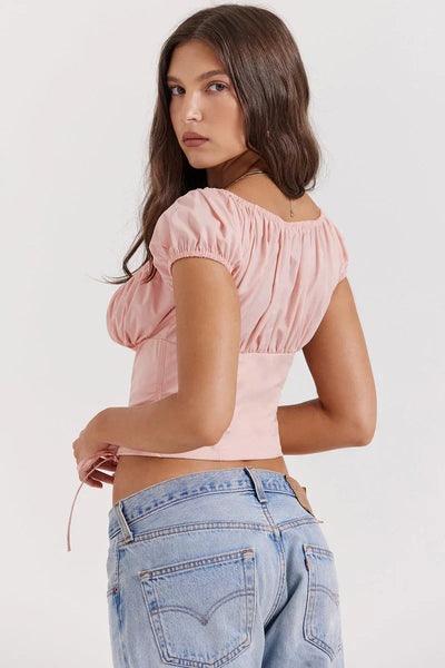 Isa | Baby Rosa Top Mit Rüschen