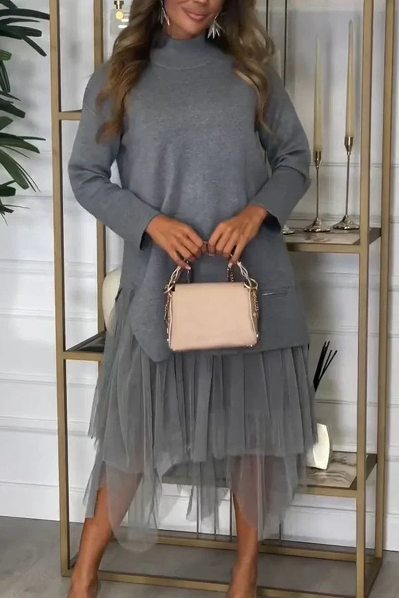 Sonja – Elegantes Netz Patchwork Kleid