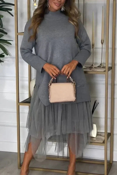 Sonja – Elegantes Netz Patchwork Kleid