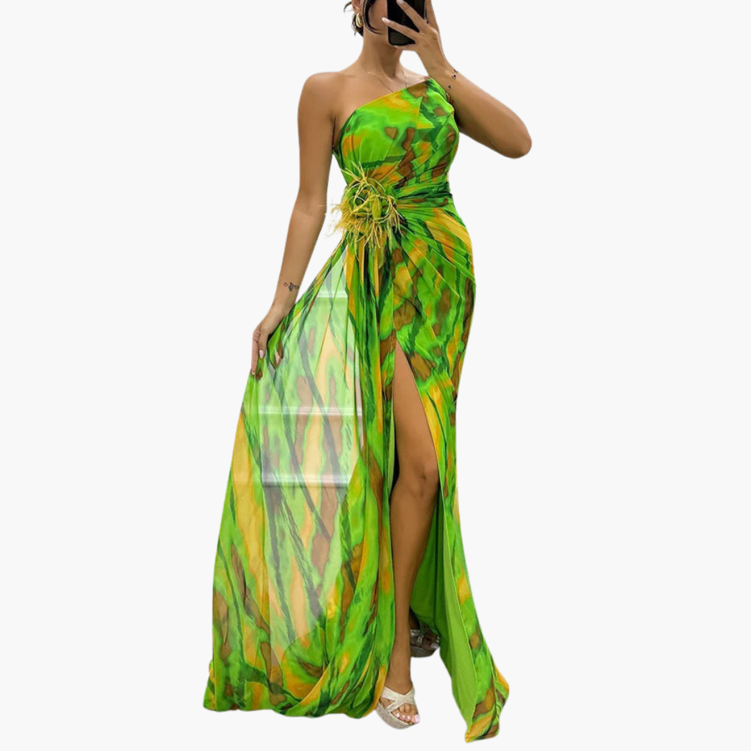 Vibrantes Maxi-Kleid für Frauen - Farbenfrohes Design