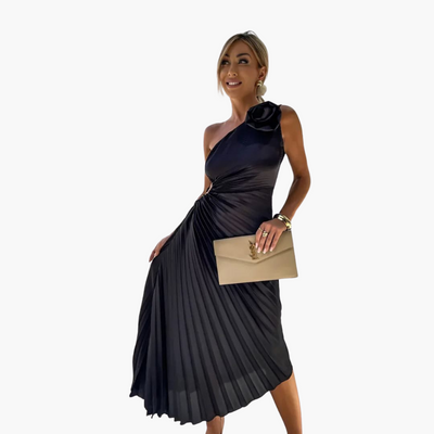 Romantisches Midikleid für Damen – 3D Blumenapplikationen