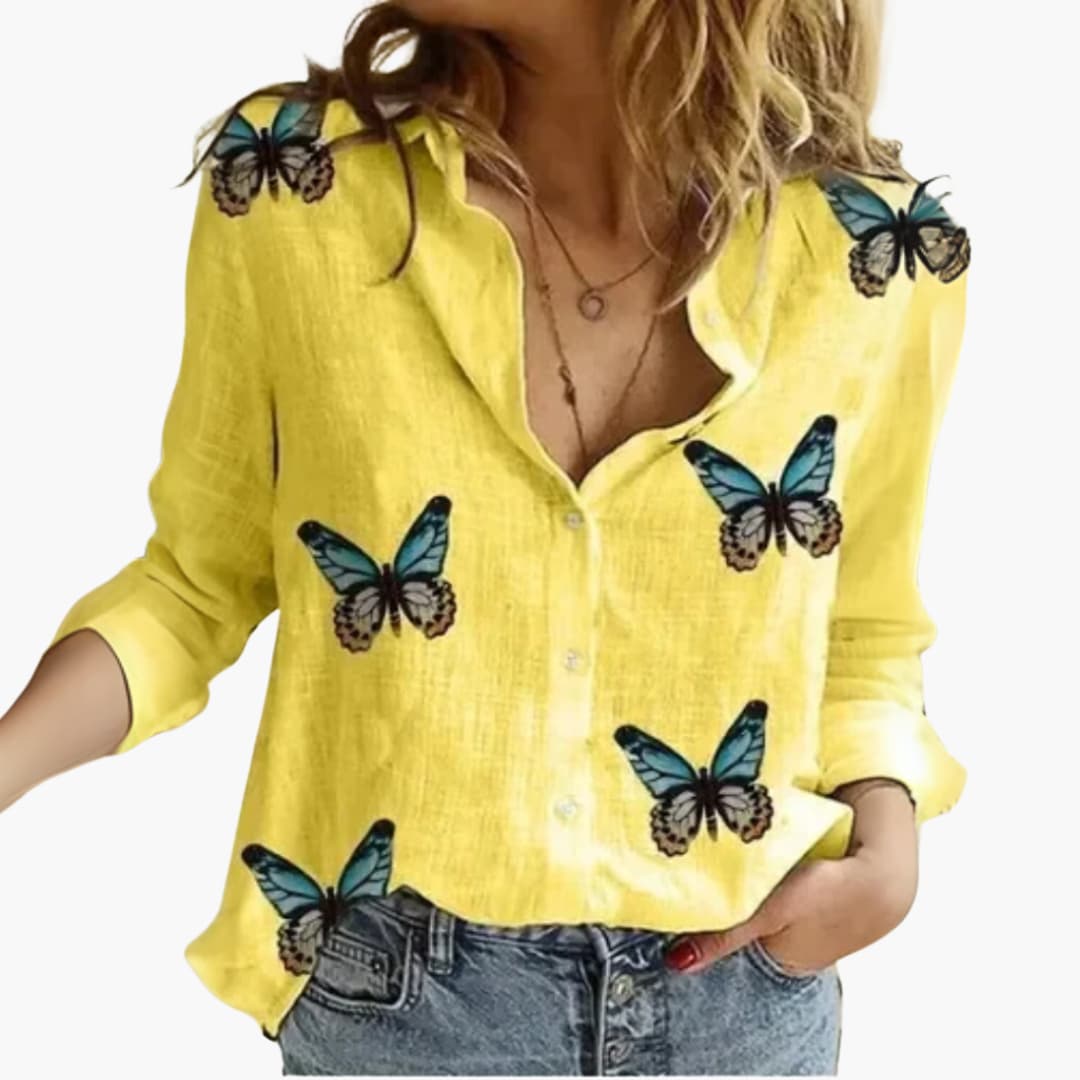 Langarm Damen-Bluse - Vintage Stil mit großen Punkten