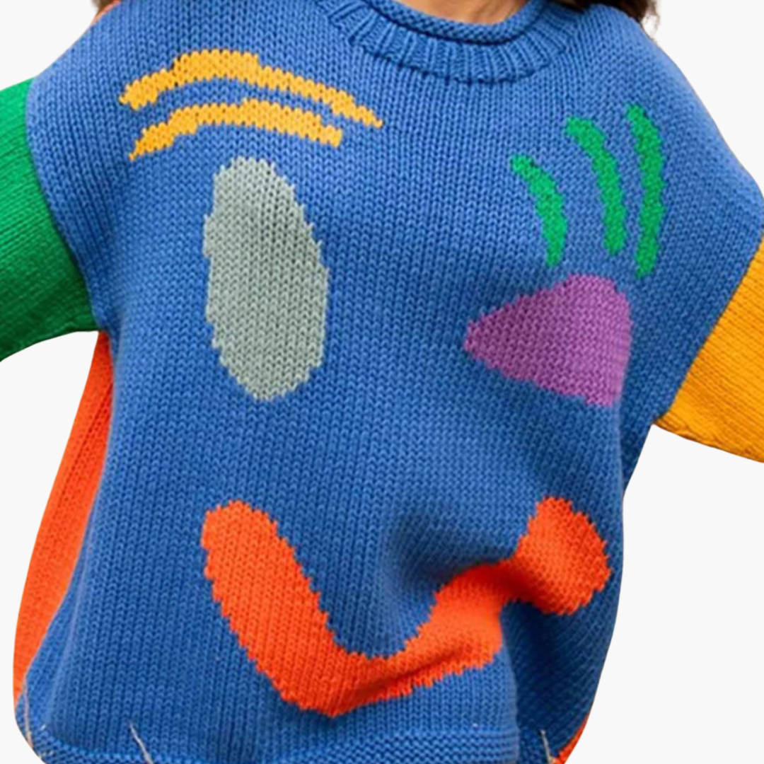 Strickpullover für Damen - mit Oversize-Passform und Smiley-Motiv