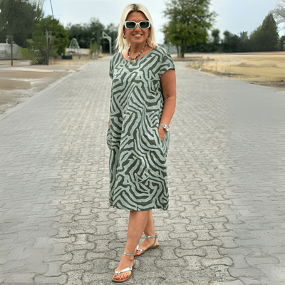 Nelia | Sommerkleid mit Rundhalsausschnitt und elegantem Muster