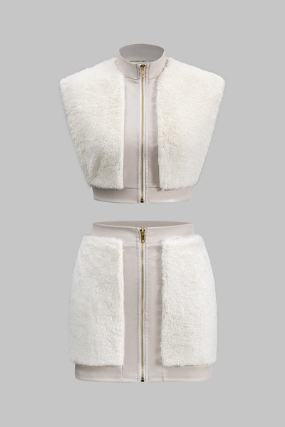 Antonia | Kunstleder-Set mit Kunstpelz-Details