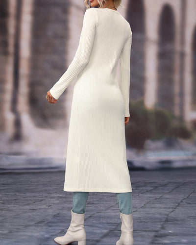 Lange Strickjacke mit Knöpfen für Damen