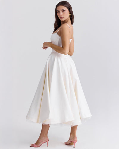 Paula | Duchesse-Satin Midikleid Mit Corsage