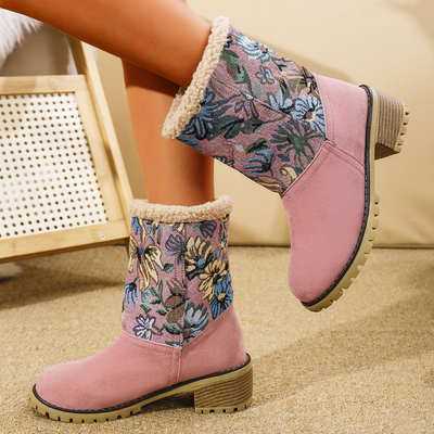 Rutschfeste Stiefel für Damen mit Blumenmuster