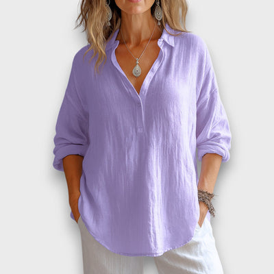 Anelle – Leinenbluse mit V-Ausschnitt