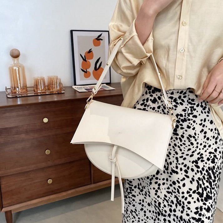 Vintage Damen Schultertasche – Vegan Leder mit Pouch & Canvas Gurt