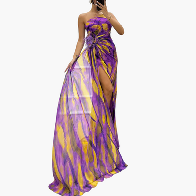 Vibrantes Maxi-Kleid für Frauen - Farbenfrohes Design