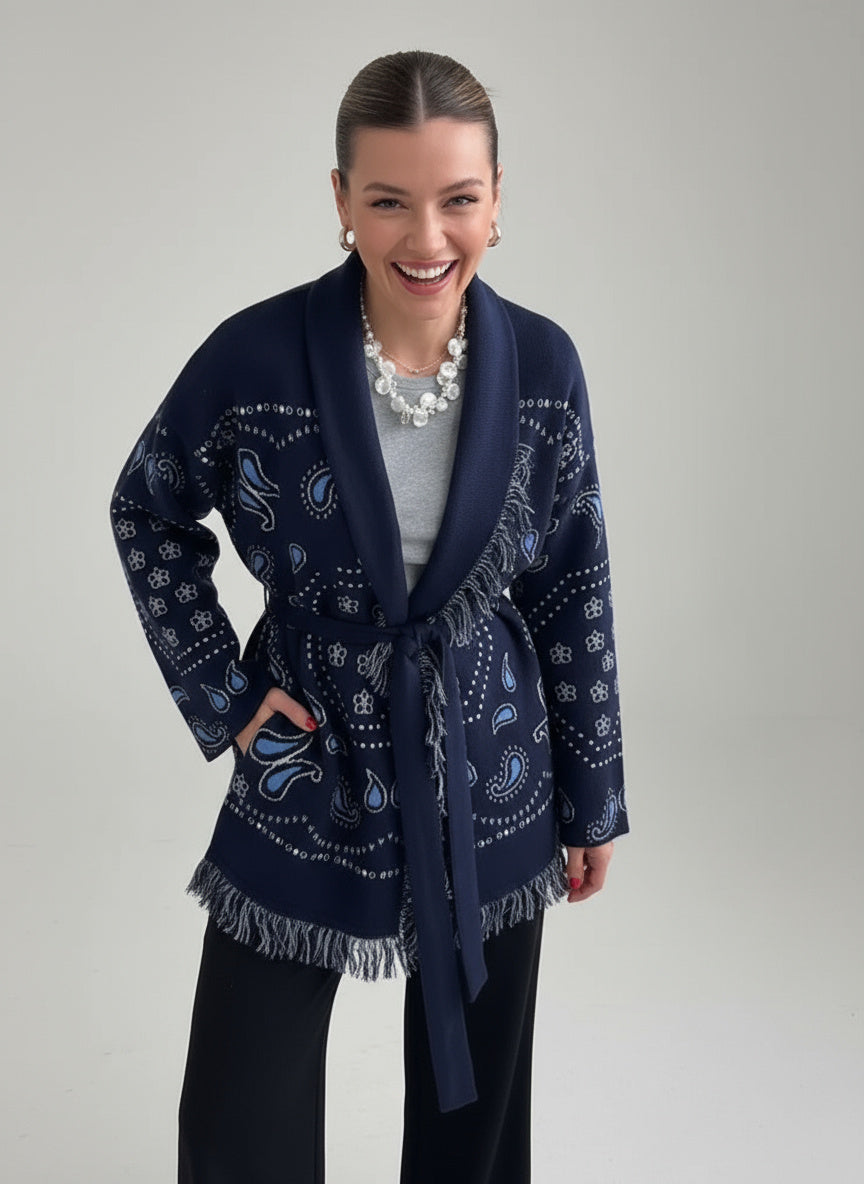 Sarah | Damen Strickpullover Mit Paisley Muster