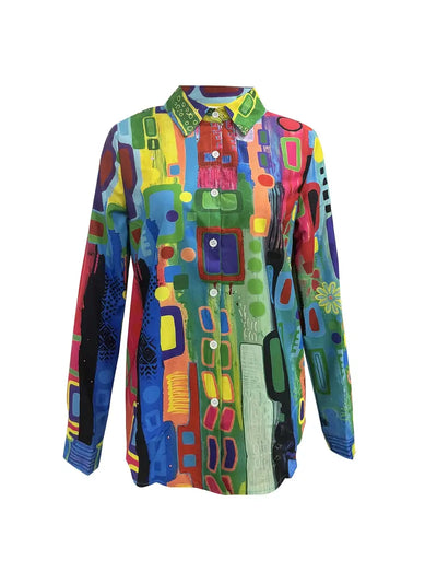 Liv™ - Avslappet Skjorte med Geometrisk Mønster