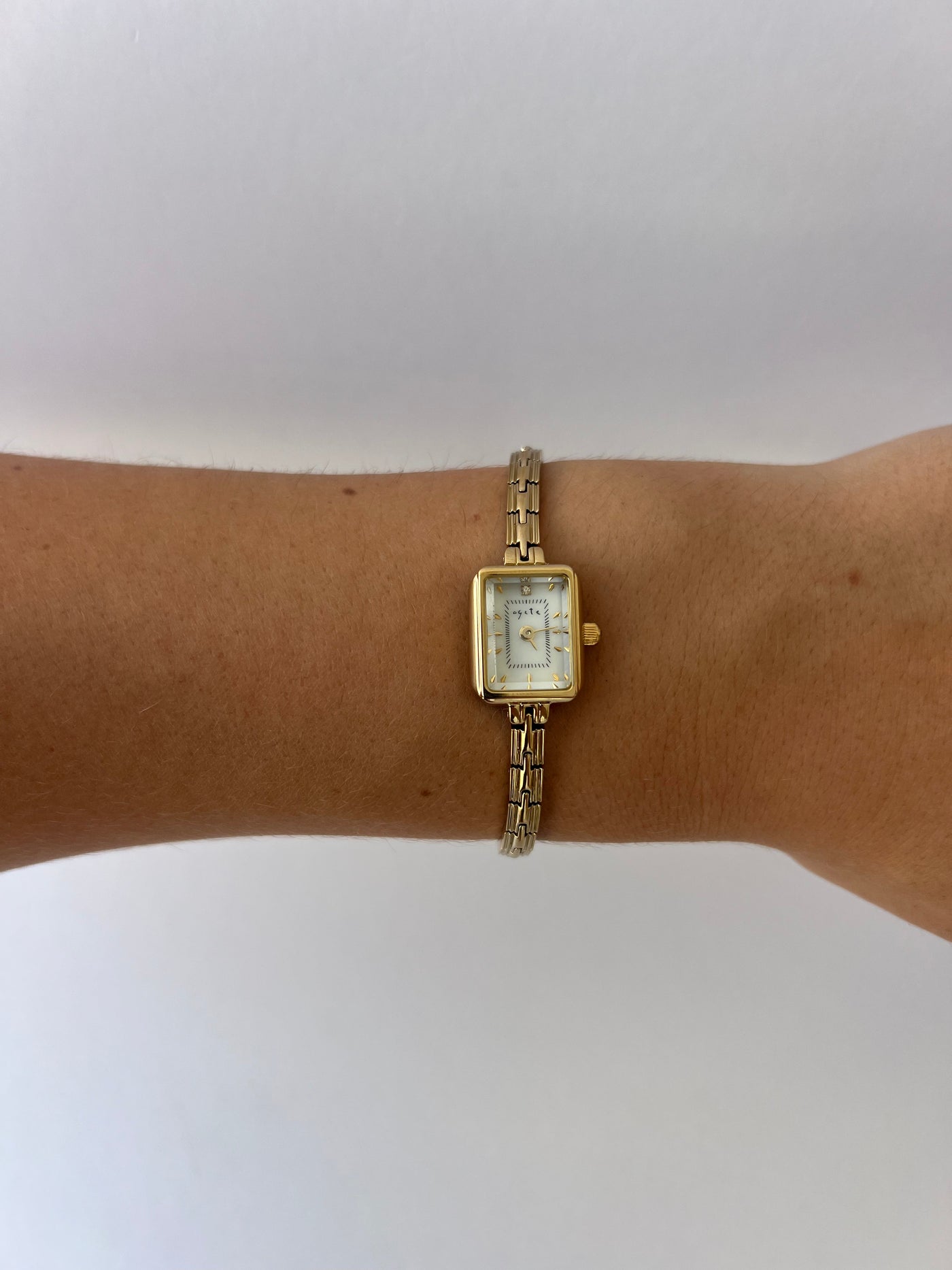 Vintage Rechteckige Gold Damen Armbanduhr