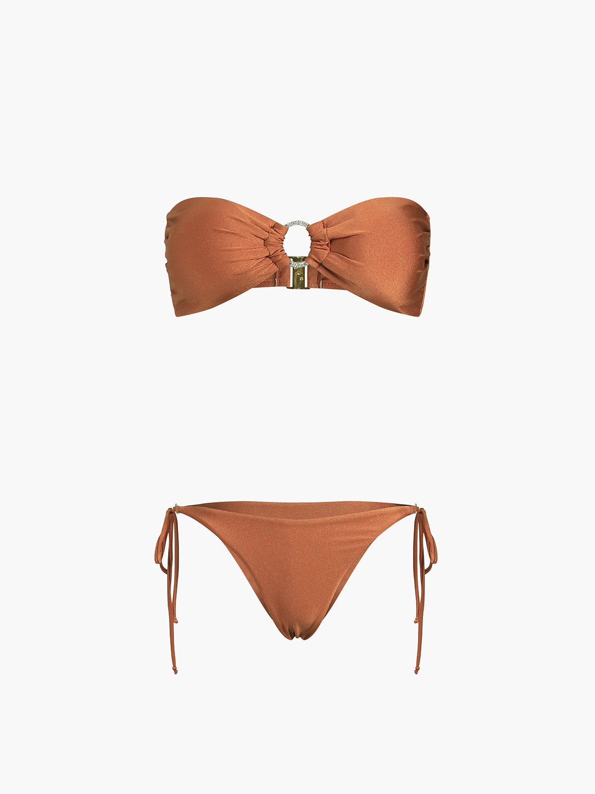 Kupferfarbenes Bikini-Set – Veganes Leder-Look Bademode