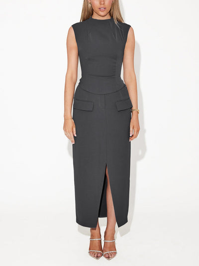 Lara | Ärmelloses Top mit Stehkragen