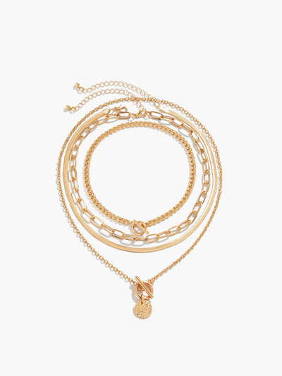 4er Set Chunky Stacking Halskette – Trendiger Statement-Schmuck