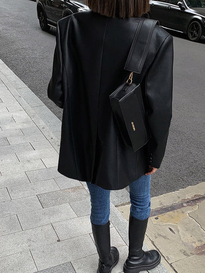 Sarah | Lederblazer mit Taschen und Detail