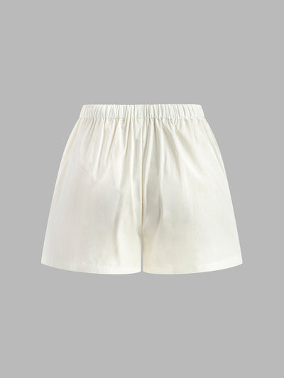 Damen Sommer Zweiteiler – Kordelzug-Top & Shorts mit Schlitz