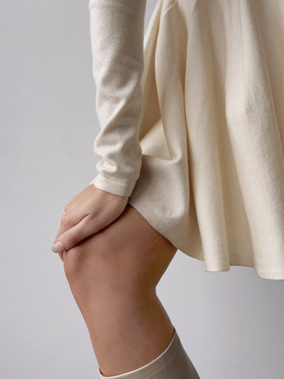 Alina | Elegantes Damen Skaterkleid in Crème mit Langarm