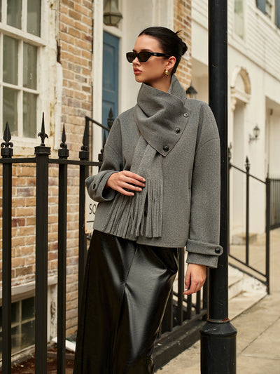 Elin |  Wollmantel mit doppelter Knopfreihe und Quasten