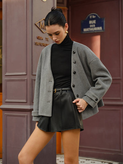 Elin |  Wollmantel mit doppelter Knopfreihe und Quasten