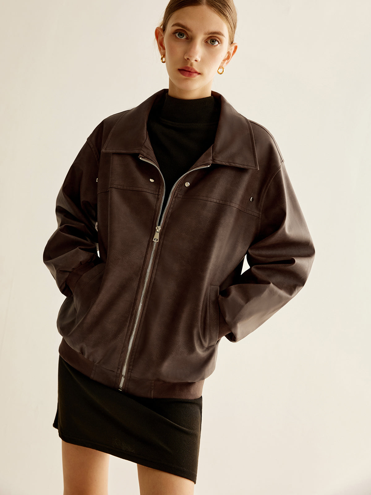 Mila | Zipper-Kunstlederjacke