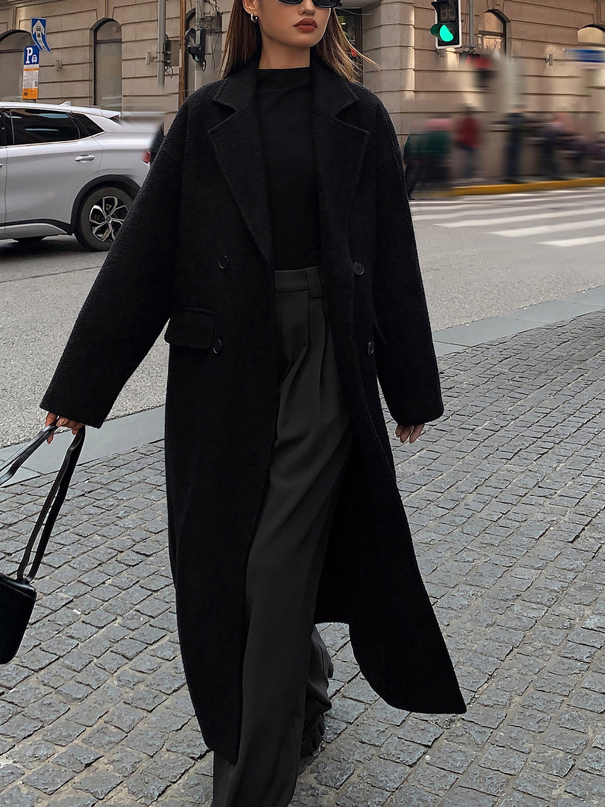 Sabby | Langer Mantel aus Tweed-Wollmischung