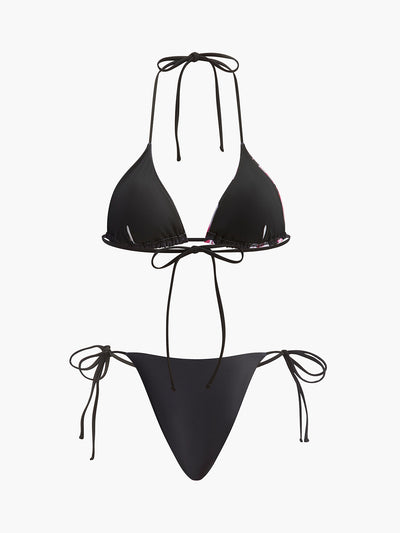 3-teiliges Blumen-Bikini-Set mit Mesh-Rock – Modische Bademode