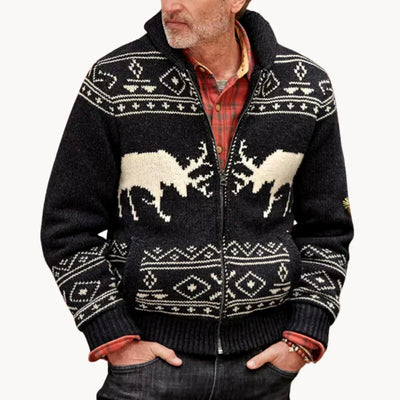 Ross - Gemütliche Herren-Pulloverjacke mit Rentier