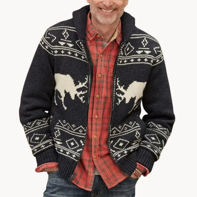 Ross - Gemütliche Herren-Pulloverjacke mit Rentier