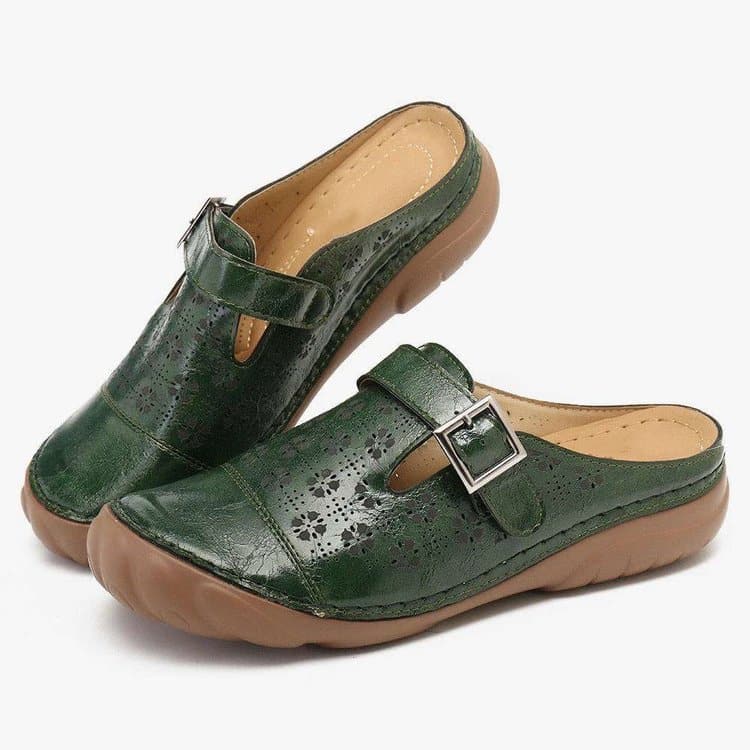 Bequeme Damen Leder Clogs Komfortweite