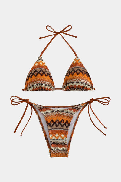 Lainie | Triangel-Bikini-Set mit Ethno-Muster und verstellbaren Bindebändern