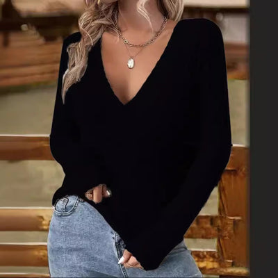 Eleganter V-Ausschnitt Pullover - Langärmlig für Damen