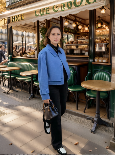 Sabine | Einfarbiger Kurzmantel aus Wolle mit zwei Knöpfen