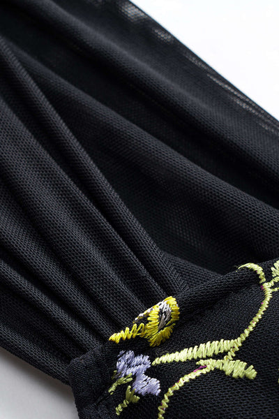 Amy | Korsett-Top mit floraler Stickerei & Mesh