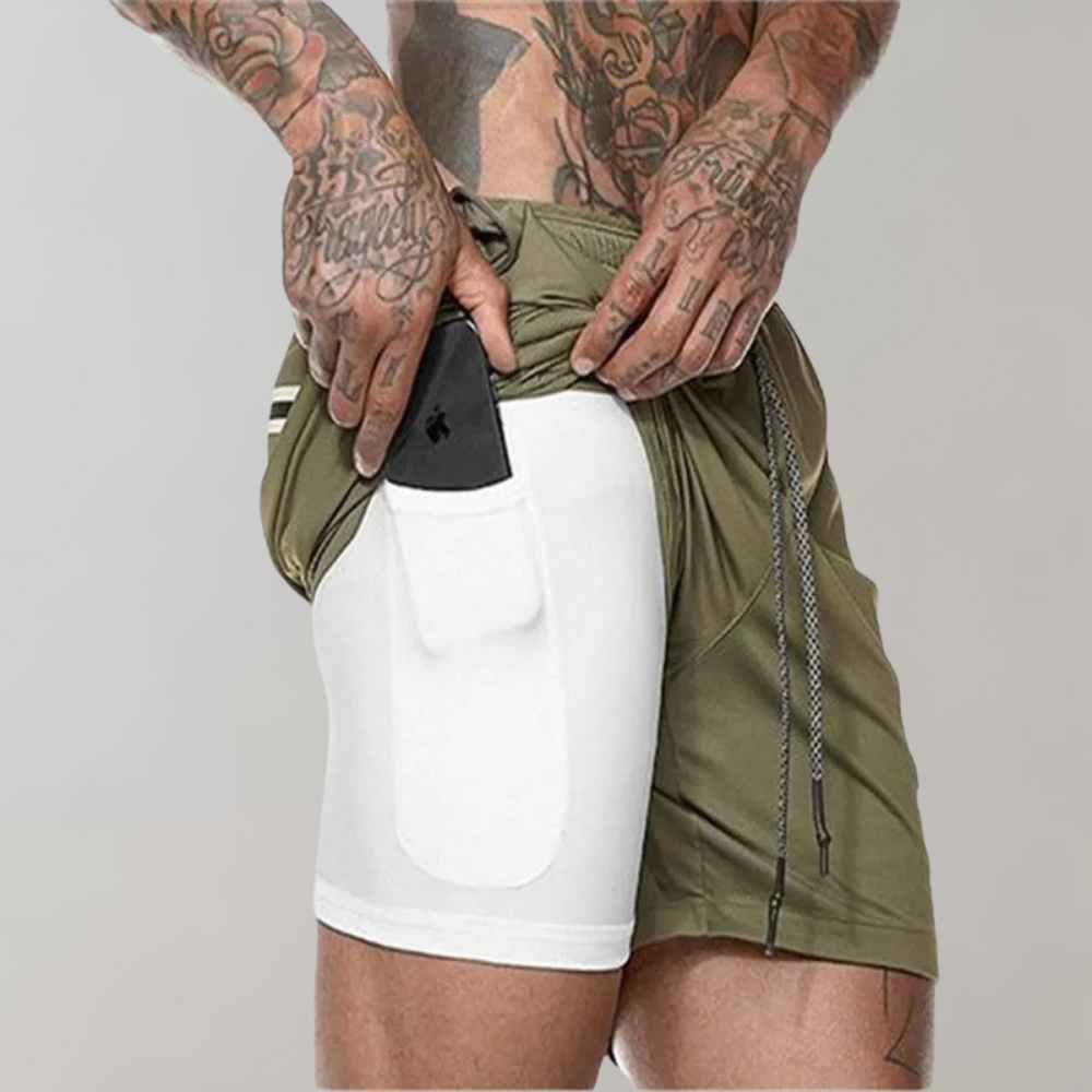 Vienzo | Vielseitige 2-in-1 Herren Fitness Shorts, Bequem & Stylisch