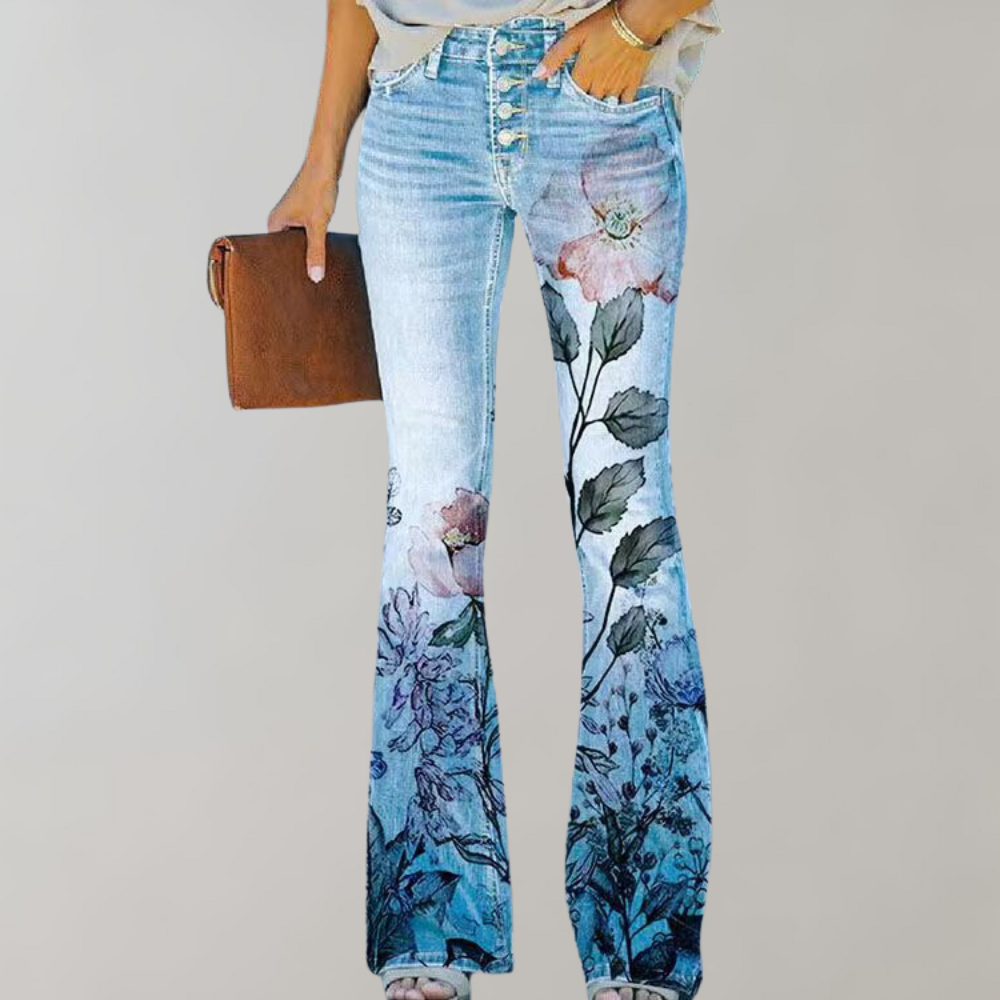 van Dam - Flared Jeans Bloemen