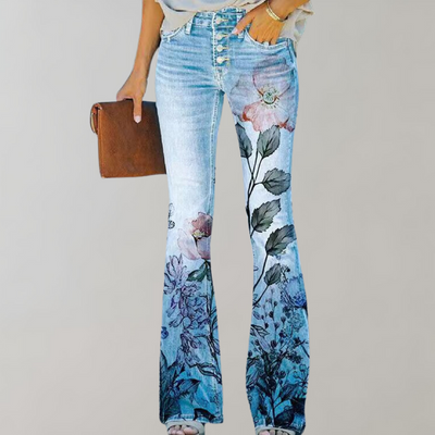 van Dam - Flared Jeans Bloemen