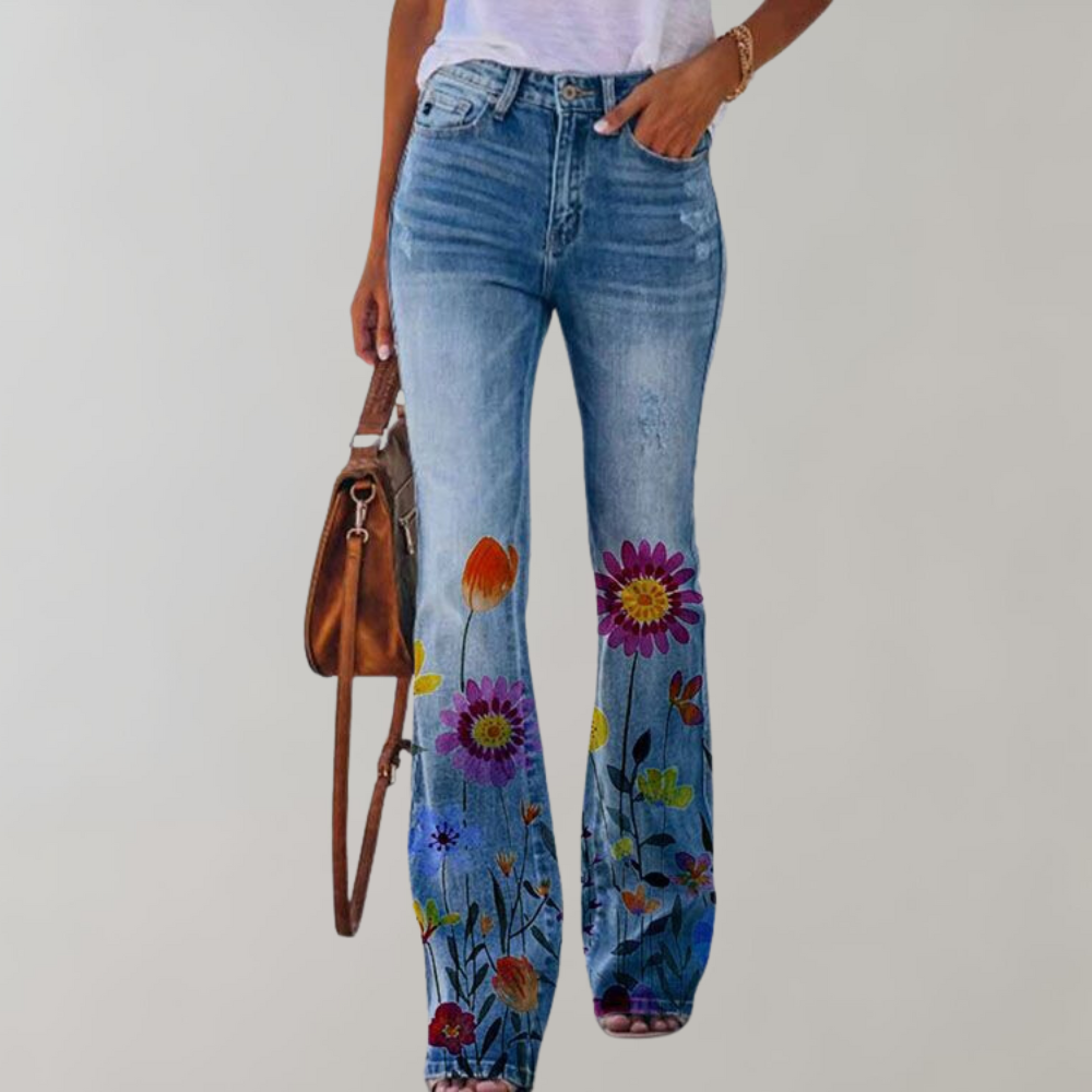 van Dam - Flared Jeans Bloemen