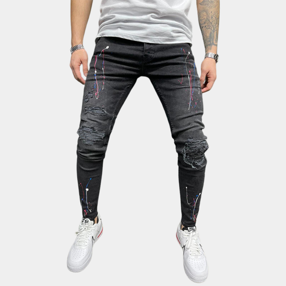 Peter | Stylische Herrenjeans mit einzigartigem Farbdruckdesign