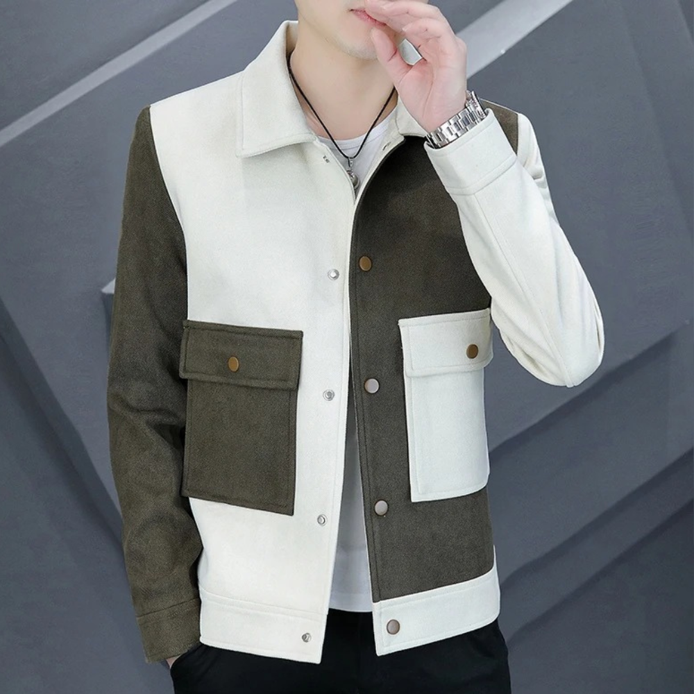 Aziel | Stylischer Herrenmantel mit Farbkontrastdesign