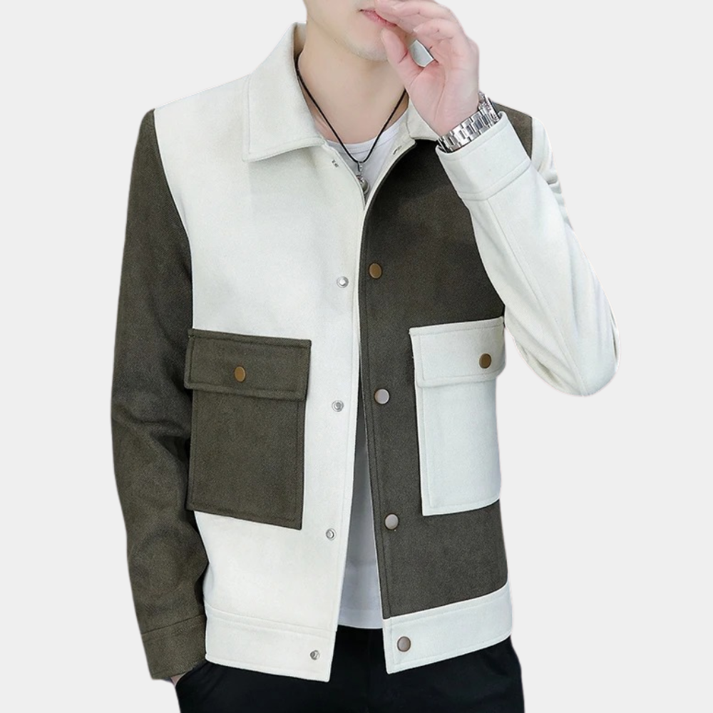 Aziel | Stylischer Herrenmantel mit Farbkontrastdesign