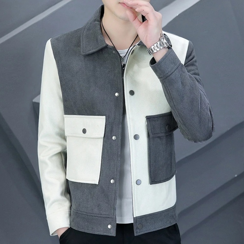 Aziel | Stylischer Herrenmantel mit Farbkontrastdesign