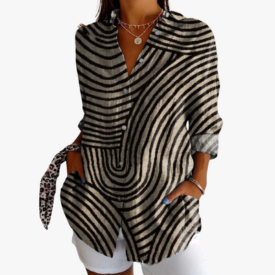 Bestickte Leinen Damen Bluse