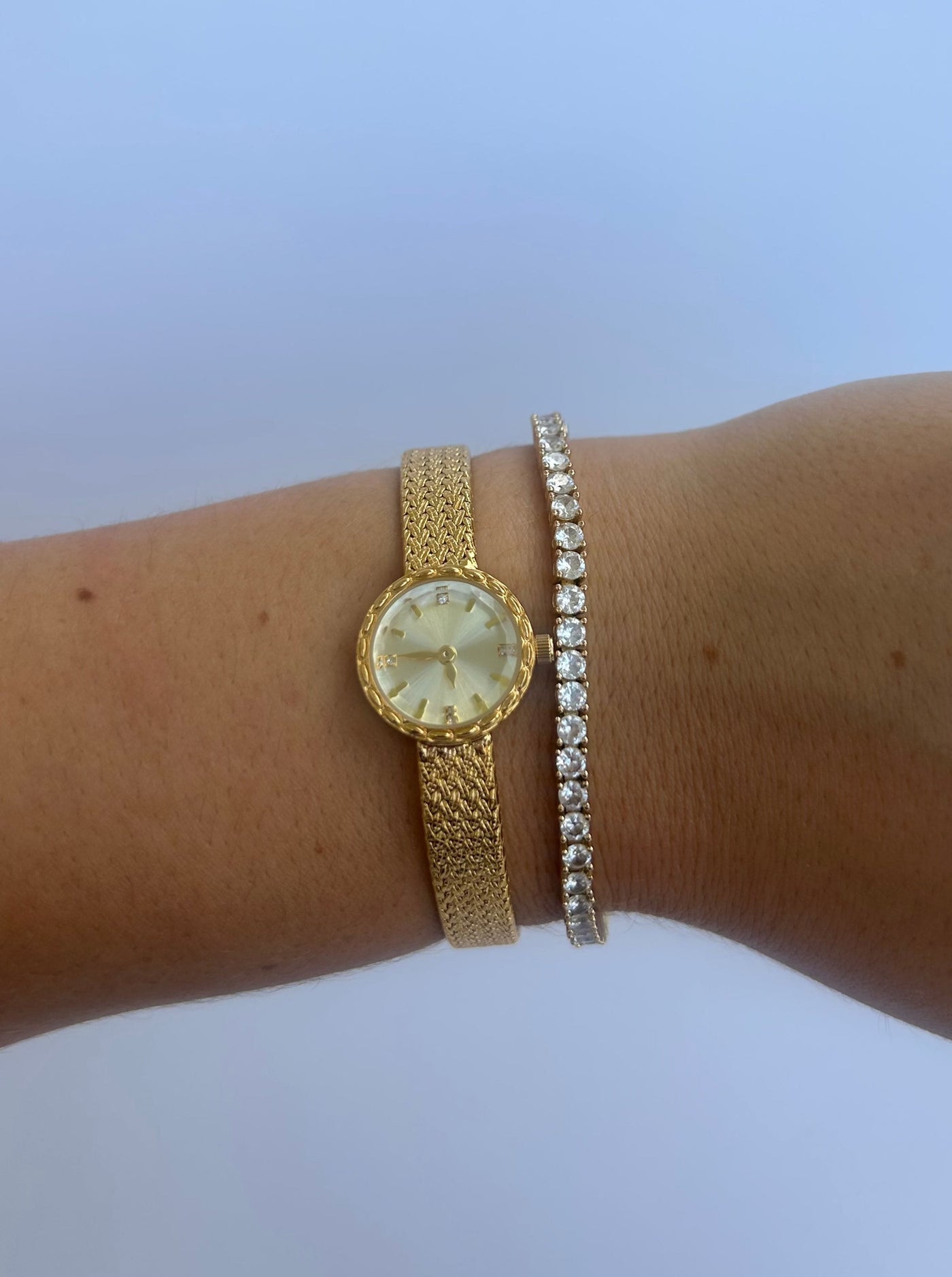 Vintage Messing Gold Damen Armbanduhr