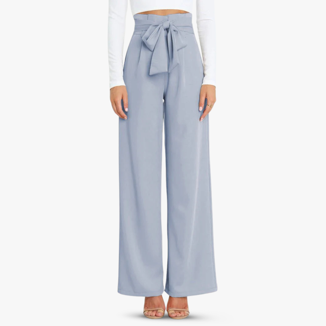 Weite Damen Stoffhose mit Bindegürtel