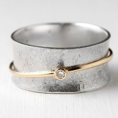 Eleganter Damen Zirkonia Ring Silber Gold