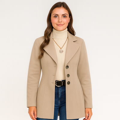 Marlene | Damen Wintermantel mit Knopfverschluss und Langarm