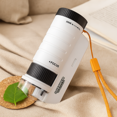 LED-Minimikroskop für Kinder – 60x–200x Hand-Wissenschafts-Explorer für Outdoor-Spaß